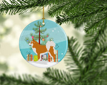 Load image into Gallery viewer, Icelandic Sheepdog Christmas Ornament - Round Ceramic Ornament – Artist-Designed Keepsake Decoration BB8502CO1