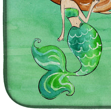 Load image into Gallery viewer, Mermaid Welcome Green Dish Drying Mat – Absorbent, Artistic Kitchen Essentials BB8515DDM