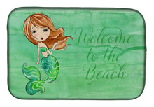 Load image into Gallery viewer, Mermaid Welcome Green Dish Drying Mat – Absorbent, Artistic Kitchen Essentials BB8515DDM