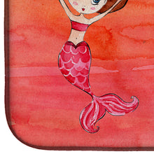 Load image into Gallery viewer, Mermaid Welcome Red Dish Drying Mat – Absorbent, Artistic Kitchen Essentials BB8516DDM