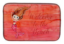Load image into Gallery viewer, Mermaid Welcome Red Dish Drying Mat – Absorbent, Artistic Kitchen Essentials BB8516DDM