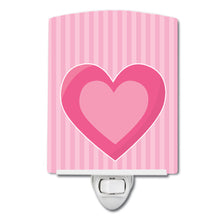 Load image into Gallery viewer, Hearts on Pink Stripes Ceramic Night Light BB8587CNL