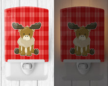 Load image into Gallery viewer, Moose on Red Plaid Ceramic Night Light BB8600CNL