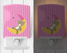Load image into Gallery viewer, Baby Girl Bear on Moon Ceramic Night Light BB8613CNL