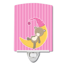 Load image into Gallery viewer, Baby Girl Bear on Moon Ceramic Night Light BB8613CNL