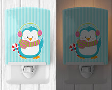 Load image into Gallery viewer, Christmas Penguin and Stripes Ceramic Night Light BB8684CNL