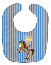 Load image into Gallery viewer, Blonde Boy Knight on Horse Baby Bib BB8746BIB