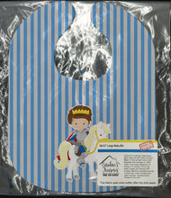 Load image into Gallery viewer, Brunette Boy Prince on Horse Baby Bib BB8750BIB