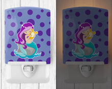 Load image into Gallery viewer, Beach Mermaid Purple Hair Grace Ceramic Night Light BB8827CNL