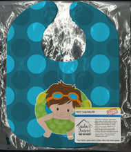 Load image into Gallery viewer, Summer Pool Boy in Tube Brunette Baby Bib BB8996BIB