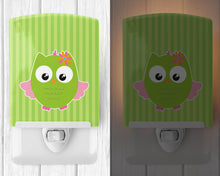 Load image into Gallery viewer, Owl and Green Stripes Ceramic Night Light BB9117CNL