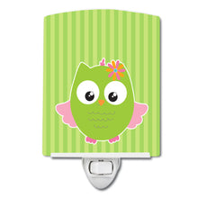 Load image into Gallery viewer, Owl and Green Stripes Ceramic Night Light BB9117CNL