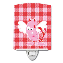 Load image into Gallery viewer, Cupid Monster Angel on Plaid #2 Ceramic Night Light BB9121CNL