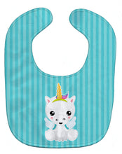 Load image into Gallery viewer, Unicorn on Blue Stripes Baby Bib BB9141BIB