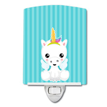 Load image into Gallery viewer, Unicorn on Blue Stripes Ceramic Night Light BB9141CNL