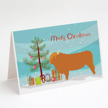 Load image into Gallery viewer, Highland Cow Christmas Greeting Cards -  Blank Note Cards – 8-Pack of Artist-Designed Cards with Envelopes