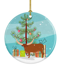 Load image into Gallery viewer, Ankole-Watusu Cow Christmas Ornament - Round Ceramic Ornament – Artist-Designed Keepsake Decoration BB9190CO1