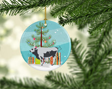 Load image into Gallery viewer, Hungarian Grey Steppe Cow Christmas Ornament - Round Ceramic Ornament – Artist-Designed Keepsake Decoration BB9191CO1