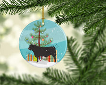 Load image into Gallery viewer, Black Angus Cow Christmas Ornament - Round Ceramic Ornament – Artist-Designed Keepsake Decoration BB9195CO1