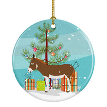 Load image into Gallery viewer, Miniature Mediterranian Donkey Christmas Ornament - Round Ceramic Ornament – Artist-Designed Keepsake Decoration BB9214CO1