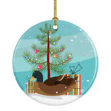 Load image into Gallery viewer, Khaki Campbell Duck Christmas Ornament - Round Ceramic Ornament – Artist-Designed Keepsake Decoration BB9233CO1