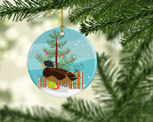Load image into Gallery viewer, Silver Bantam Duck Christmas Ornament - Round Ceramic Ornament – Artist-Designed Keepsake Decoration BB9234CO1