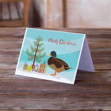 Load image into Gallery viewer, Silver Bantam Duck Christmas Greeting Cards -  Blank Note Cards – 8-Pack of Artist-Designed Cards with Envelopes