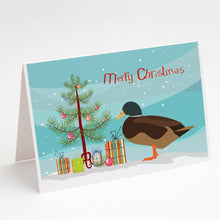 Load image into Gallery viewer, Silver Bantam Duck Christmas Greeting Cards -  Blank Note Cards – 8-Pack of Artist-Designed Cards with Envelopes