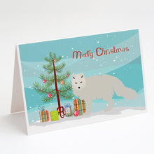 Load image into Gallery viewer, White Arctic Fox Christmas Greeting Cards -  Blank Note Cards – 8-Pack of Artist-Designed Cards with Envelopes