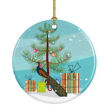 Load image into Gallery viewer, Indian Peacock Peafowl Christmas Ornament - Round Ceramic Ornament – Artist-Designed Keepsake Decoration BB9292CO1