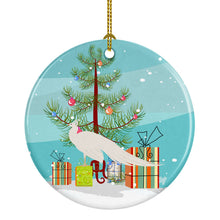 Load image into Gallery viewer, White Peacock Peafowl Christmas Ornament - Round Ceramic Ornament – Artist-Designed Keepsake Decoration BB9293CO1