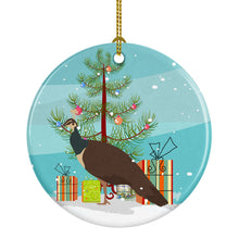 Load image into Gallery viewer, Indian Peahen Peafowl Christmas Ornament - Round Ceramic Ornament – Artist-Designed Keepsake Decoration BB9294CO1