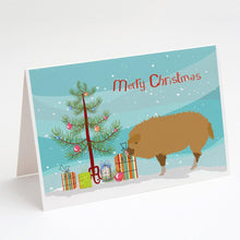 Load image into Gallery viewer, Hungarian Mangalica Pig Christmas Greeting Cards -  Blank Note Cards – 8-Pack of Artist-Designed Cards with Envelopes
