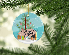 Load image into Gallery viewer, Mini Miniature Pig Christmas Ornament - Round Ceramic Ornament – Artist-Designed Keepsake Decoration BB9302CO1
