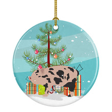 Load image into Gallery viewer, Mini Miniature Pig Christmas Ornament - Round Ceramic Ornament – Artist-Designed Keepsake Decoration BB9302CO1