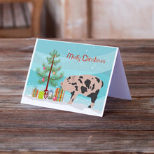 Load image into Gallery viewer, Mini Miniature Pig Christmas Greeting Cards -  Blank Note Cards – 8-Pack of Artist-Designed Cards with Envelopes