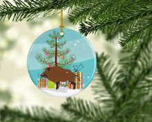 Load image into Gallery viewer, Wild Boar Pig Christmas Ornament - Round Ceramic Ornament – Artist-Designed Keepsake Decoration BB9303CO1