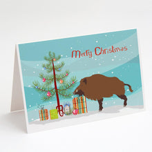Load image into Gallery viewer, Wild Boar Pig Christmas Greeting Cards -  Blank Note Cards – 8-Pack of Artist-Designed Cards with Envelopes