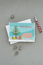 Load image into Gallery viewer, English Large White Pig Christmas Greeting Cards -  Blank Note Cards – 8-Pack of Artist-Designed Cards with Envelopes