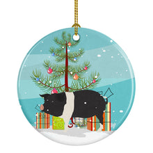 Load image into Gallery viewer, Hampshire Pig Christmas Ornament - Round Ceramic Ornament – Artist-Designed Keepsake Decoration BB9306CO1