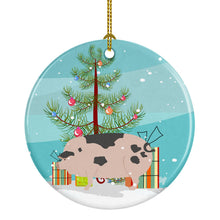 Load image into Gallery viewer, Gloucester Old Spot Pig Christmas Ornament - Round Ceramic Ornament – Artist-Designed Keepsake Decoration BB9307CO1