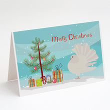 Load image into Gallery viewer, Silver Fantail Pigeon Christmas Greeting Cards -  Blank Note Cards – 8-Pack of Artist-Designed Cards with Envelopes