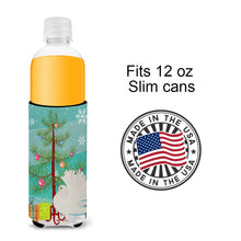 Load image into Gallery viewer, Silver Fantail Pigeon Christmas   Hugger for slim cans BB9317MUK