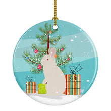 Load image into Gallery viewer, New Zealand White Rabbit Christmas Ornament - Round Ceramic Ornament – Artist-Designed Keepsake Decoration BB9332CO1