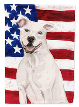 Load image into Gallery viewer, White Staffie Bull Terrier Patriotic Garden Flag - Outdoor Decorative Yard Flag BB9361GF