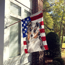 Load image into Gallery viewer, Australian Shepherd Patriotic Flag Canvas House Size BB9362CHF
