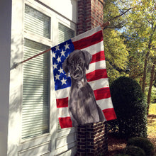 Load image into Gallery viewer, Black Labrador Patriotic Flag Canvas House Size BB9363CHF