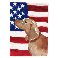 Load image into Gallery viewer, Red Tan Dachshund Patriotic Flag Canvas House Size BB9371CHF