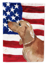 Load image into Gallery viewer, Red Tan Dachshund Patriotic Garden Flag - Outdoor Decorative Yard Flag BB9371GF