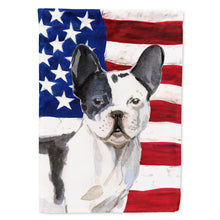 Load image into Gallery viewer, Black White French Bulldog Patriotic Flag Canvas House Size BB9372CHF
